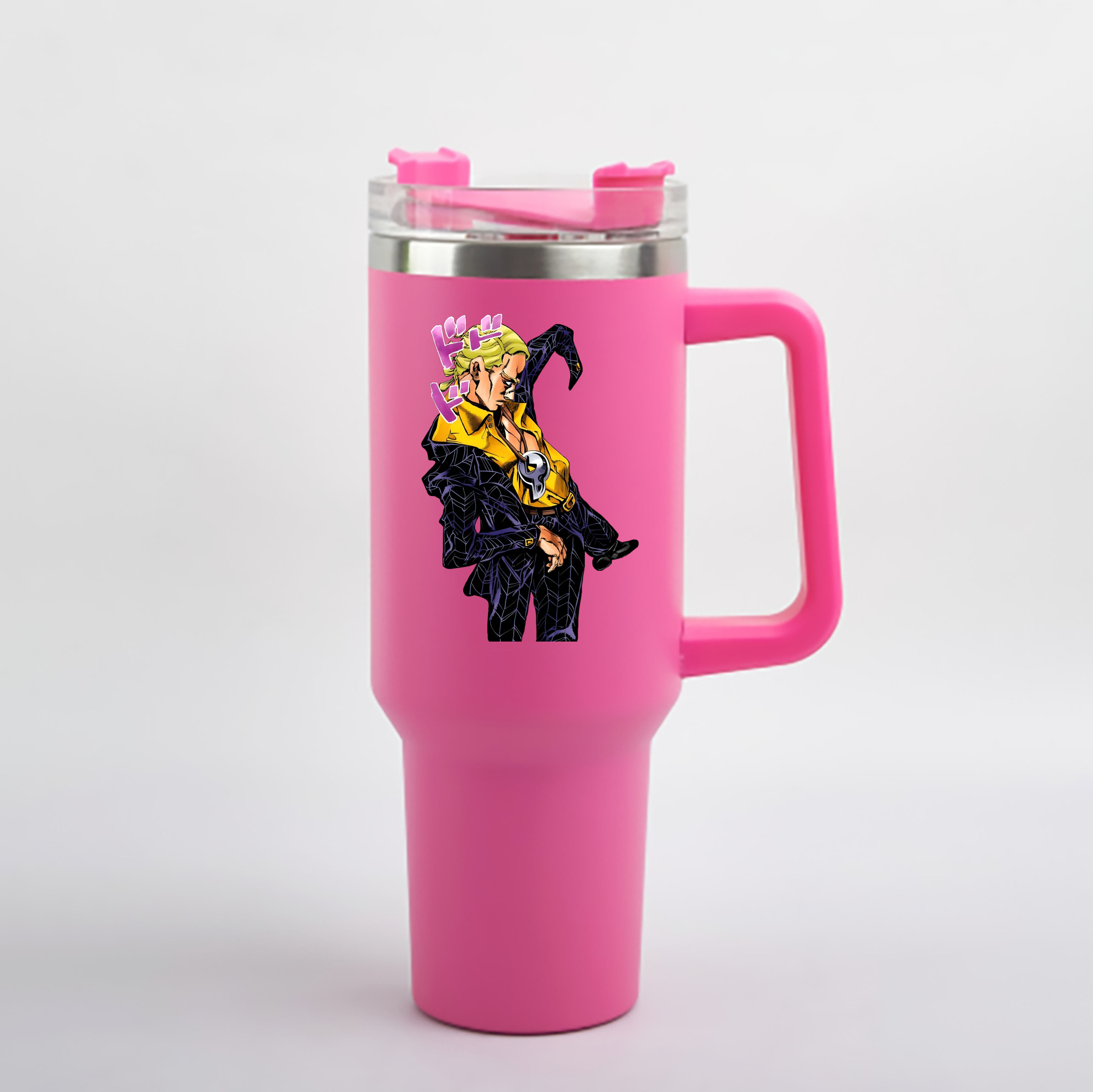 （画像用） ジョジョの奇妙な冒険 プロシュート JoJo's Bizarre Adventure Prosciutto 1200mL車用タンブラー - クリスタルステッカー（プラスチックストロー付き）